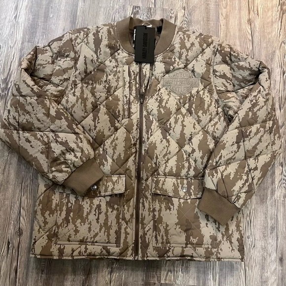 Harley Davidson Quilted Park Jacket Woven Camo 97400-24VM/002L Mens Size M - Picture 2 of 8